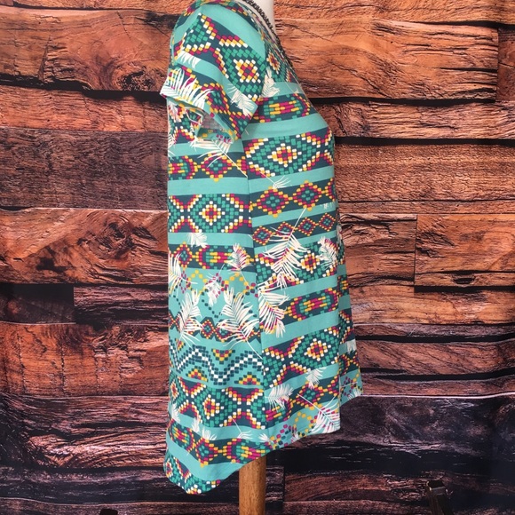 Lularoe Classic T Teal Emerald Feathers Leaves XS - Picture 5 of 8